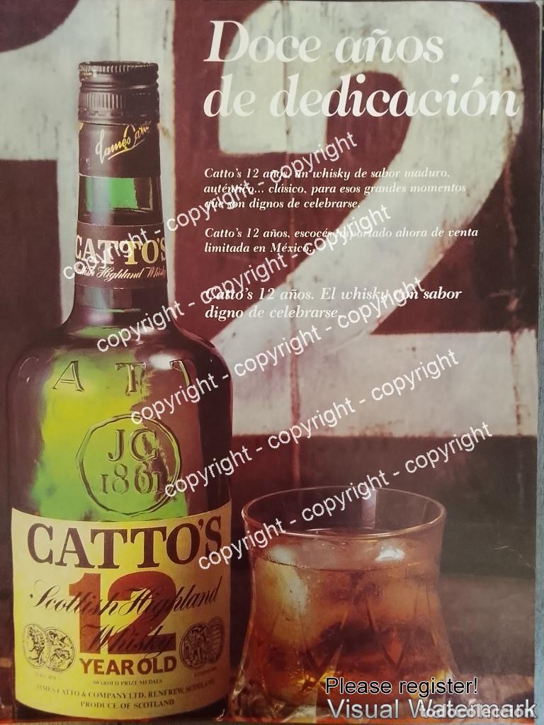 Coleccionismo de carteles: Cartel de publicidad retro WHISKY CATTO&acute;S 1979