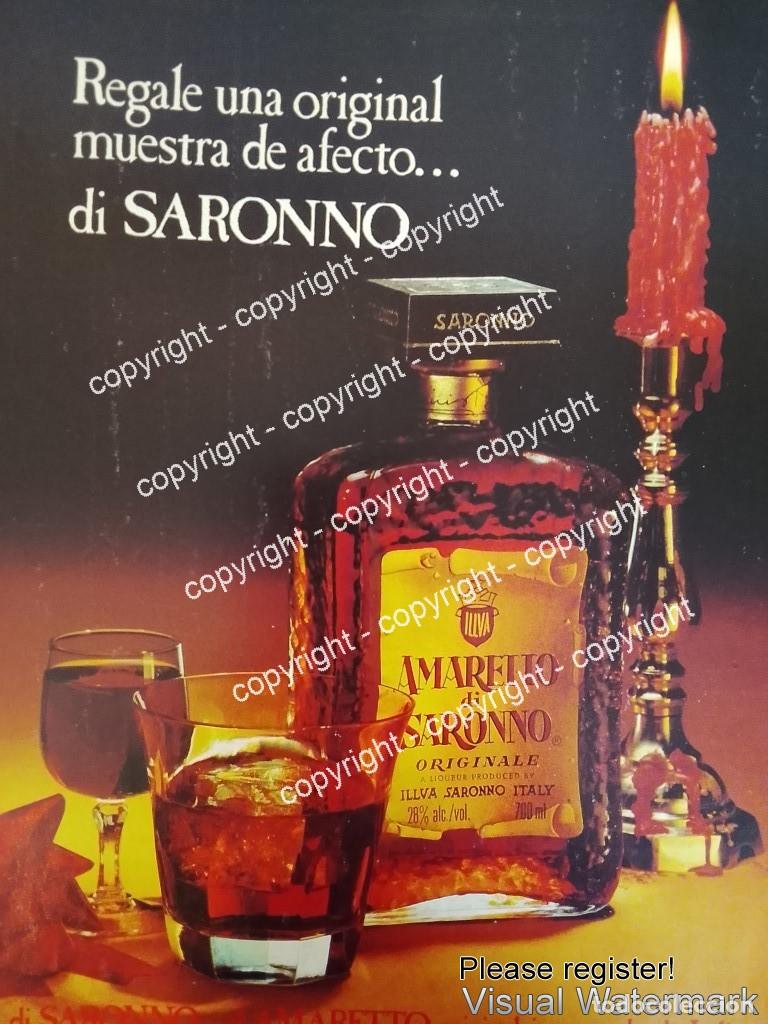 Coleccionismo de carteles: Cartel de publicidad retro LICOR AMARETTO DI SARONNO 1978