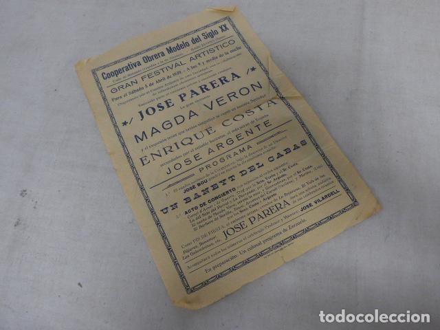 Coleccionismo de carteles: Antiguo cartel del festival de Cooperativa obrera Modelo del s.XX, Sants, Barcelona.