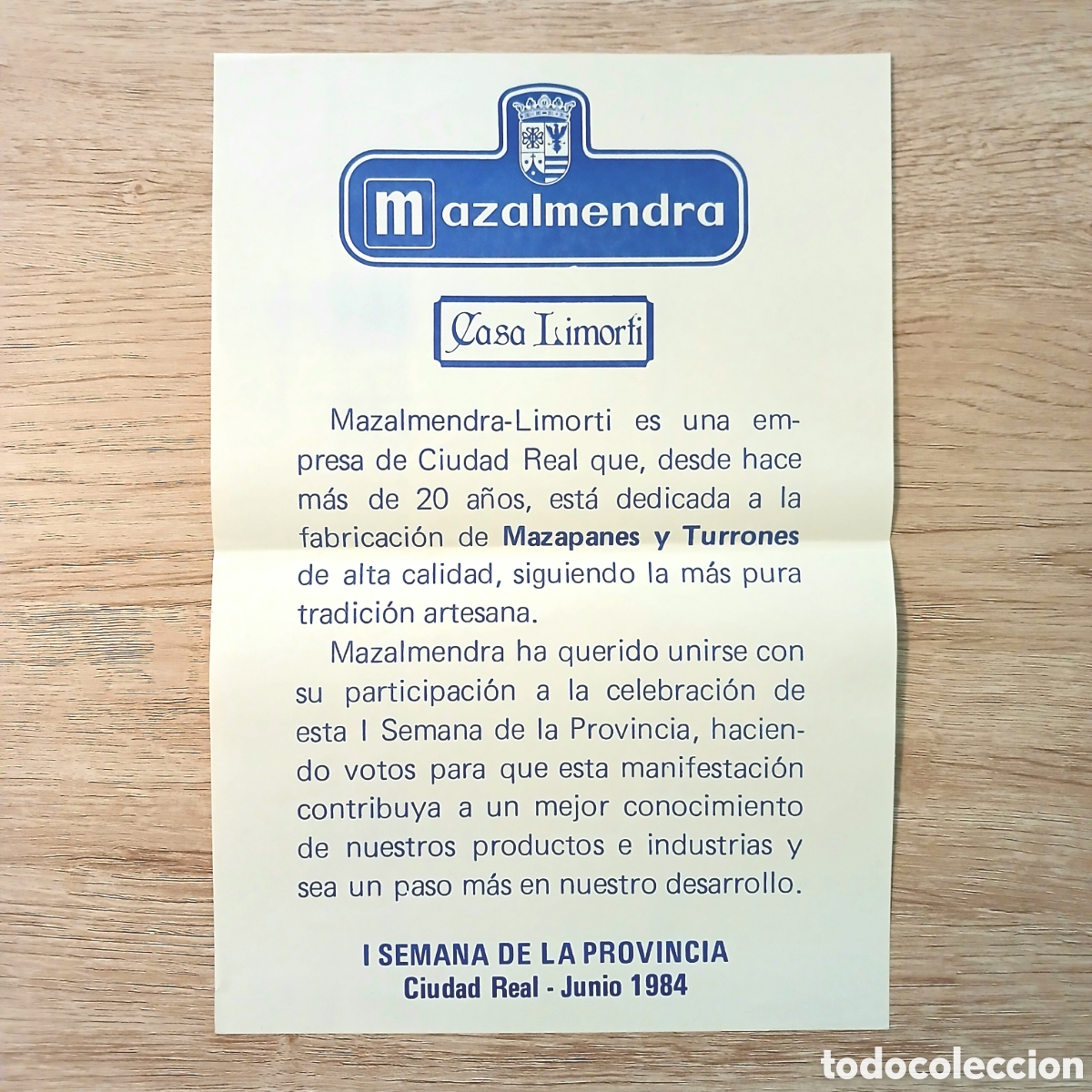 Coleccionismo de carteles: Cartel &rdquo;Mazalmendra Casa Limorti&rdquo; 1984