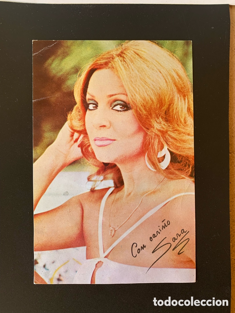 Coleccionismo de carteles: POSTAL DEDICADA DE SARA MONTIEL. A&Ntilde;OS 70.
