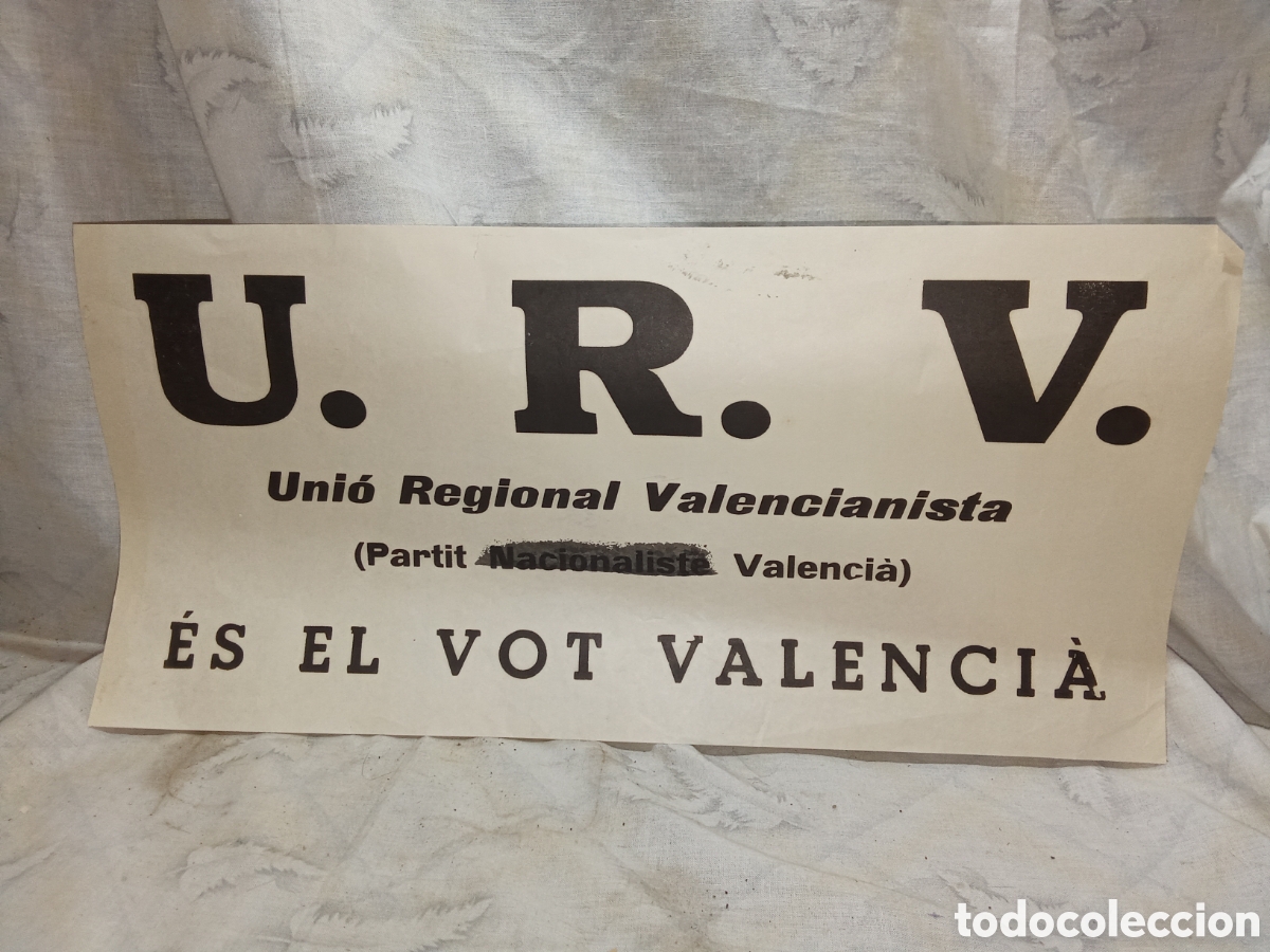 Coleccionismo de carteles: CARTEL, U. R. V &Eacute;S EL VOT VALENCI&Agrave;