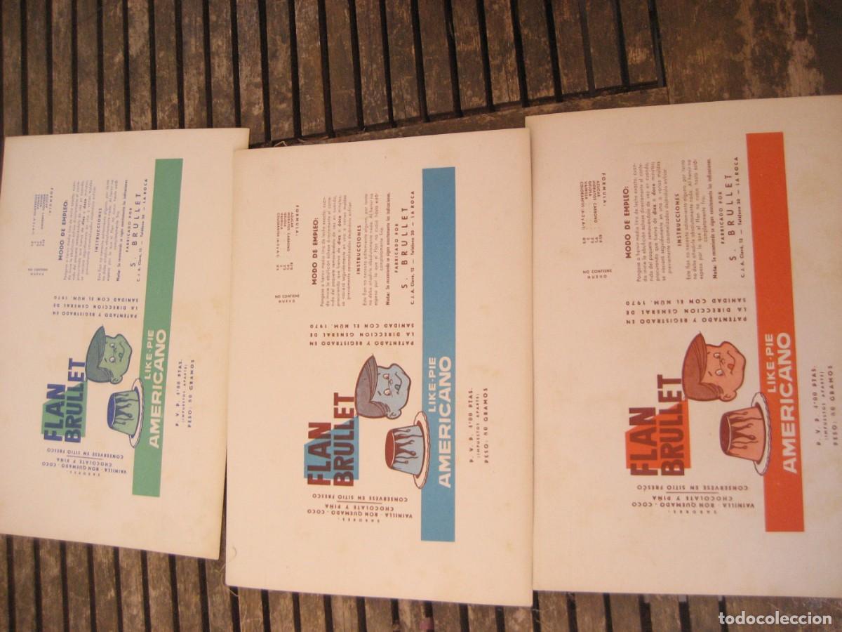 Coleccionismo de carteles: 3 cartel Flan brullet . La Roca 26/18 cm . en cart&oacute;n