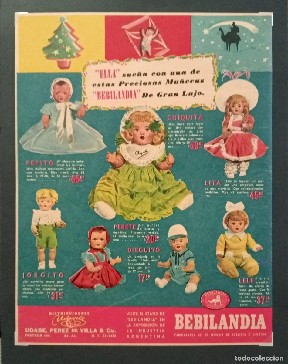 Coleccionismo de carteles: BEBILANDIA FABRICA JUGUETES - PUBLICIDAD ORIGINAL 1946 / 27 x 21 Cm. - ARGENTINA