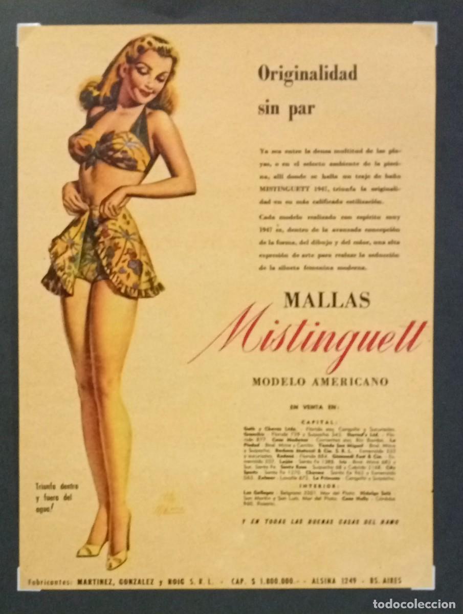 Coleccionismo de carteles: MALLAS MISTINGUETT - PUBLICIDAD ORIGINAL 1946 / 27,5 x 20,5 Cm. - ARGENTINA