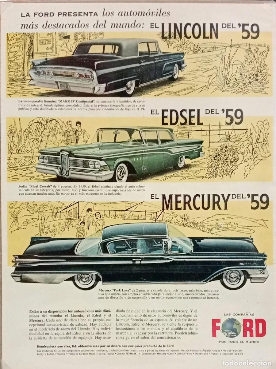 Coleccionismo de carteles: AUTOMOVILES FORD - PUBLICIDAD ORIGINAL 1959 / 32 x 25 Cm. - LIFE EN ESPA&Ntilde;OL