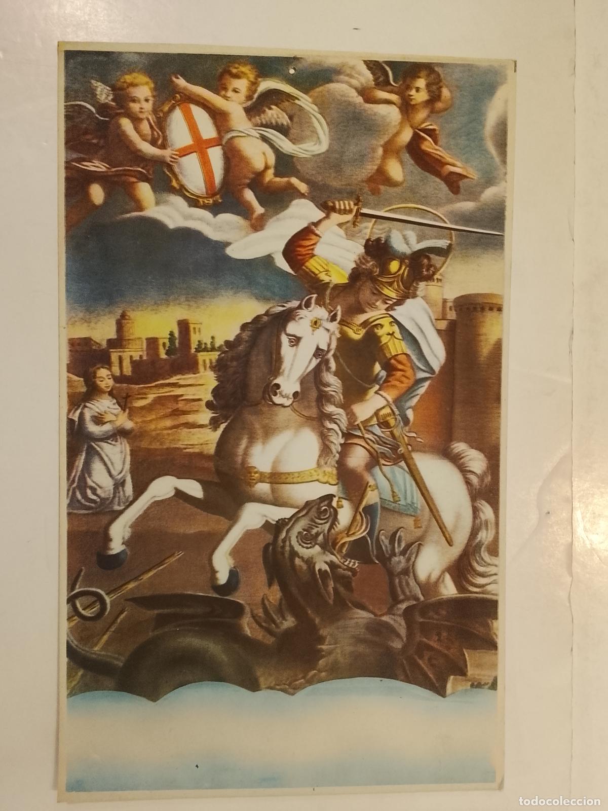 Coleccionismo de carteles: SANT JORDI MATAND EL DRAC - CARTELL ANTIC - SAN JORGE MATANDO EL DRAGON - CARTEL ANTIGUO -(V-28.092)