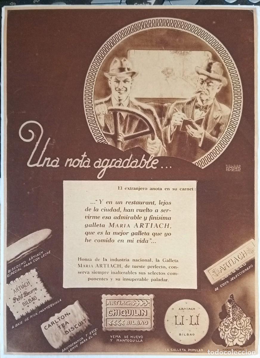 Coleccionismo de carteles: GALLETAS MAR&Iacute;A ARTIACH - PUBLICIDAD ORIGINAL, 1928 / 34 x 24 Cm. - ESTAMPA