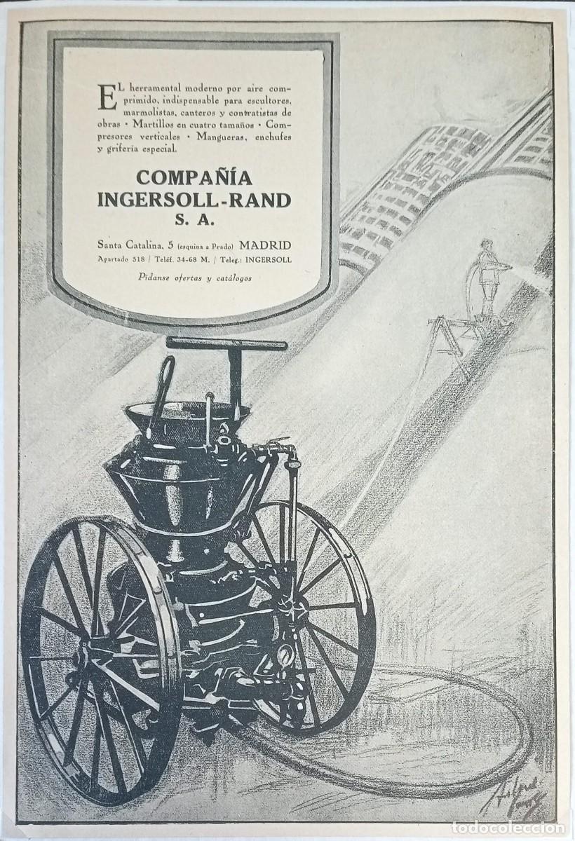 Coleccionismo de carteles: COMPA&Ntilde;&Iacute;A INGERSOLL RAND - PUBLICIDAD ORIGINAL, 1929 / 31 x 21 Cm. - EL CONSTRUCTOR