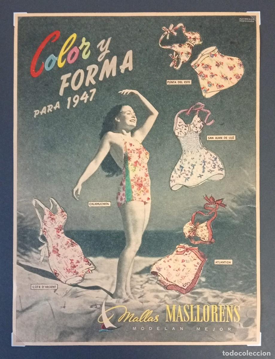 Coleccionismo de carteles: MALLAS MASLLORENS - PUBLICIDAD ORIGINAL, 1946 / 27,5 x 20,5 Cm. - PARA T&Iacute;, ARGENTINA