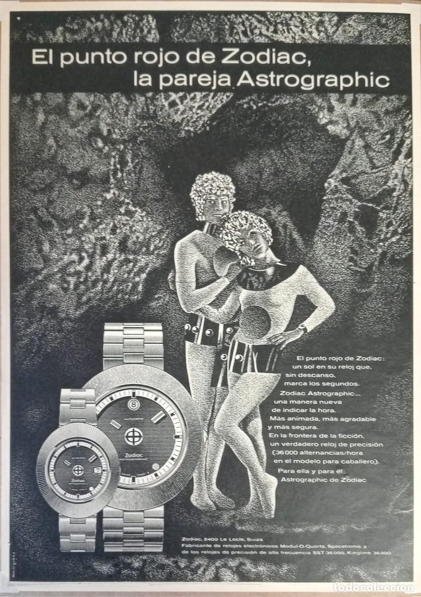 Coleccionismo de carteles: RELOJ ZODIAC ASTROGRAPHIC - PUBLICIDAD ORIGINAL, 1971 / 33 x 24 Cm. - DOMINICAL DESTINO