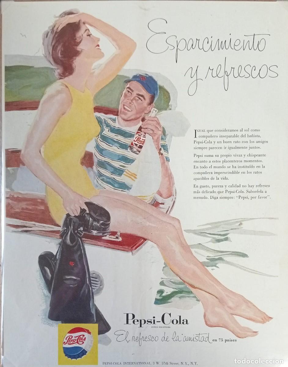 Coleccionismo de carteles: PEPSI-COLA - PUBLICIDAD ORIGINAL, 1957 / 32 x 25 Cm. - LIFE EN ESPA&Ntilde;OL