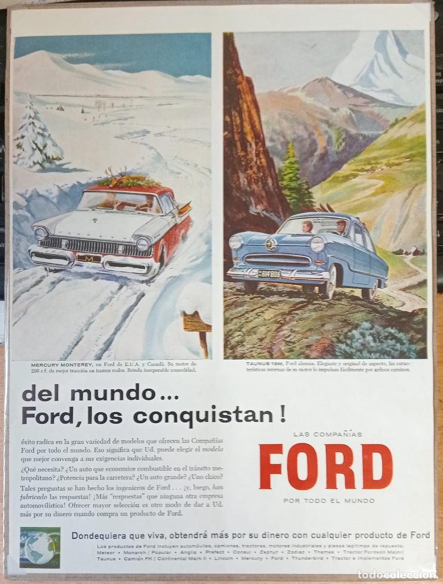 Coleccionismo de carteles: AUTOMOVILES FORD - PUBLICIDAD ORIGINAL, 1957 / 33 x 24,5 Cm. - LIFE EN ESPA&Ntilde;OL