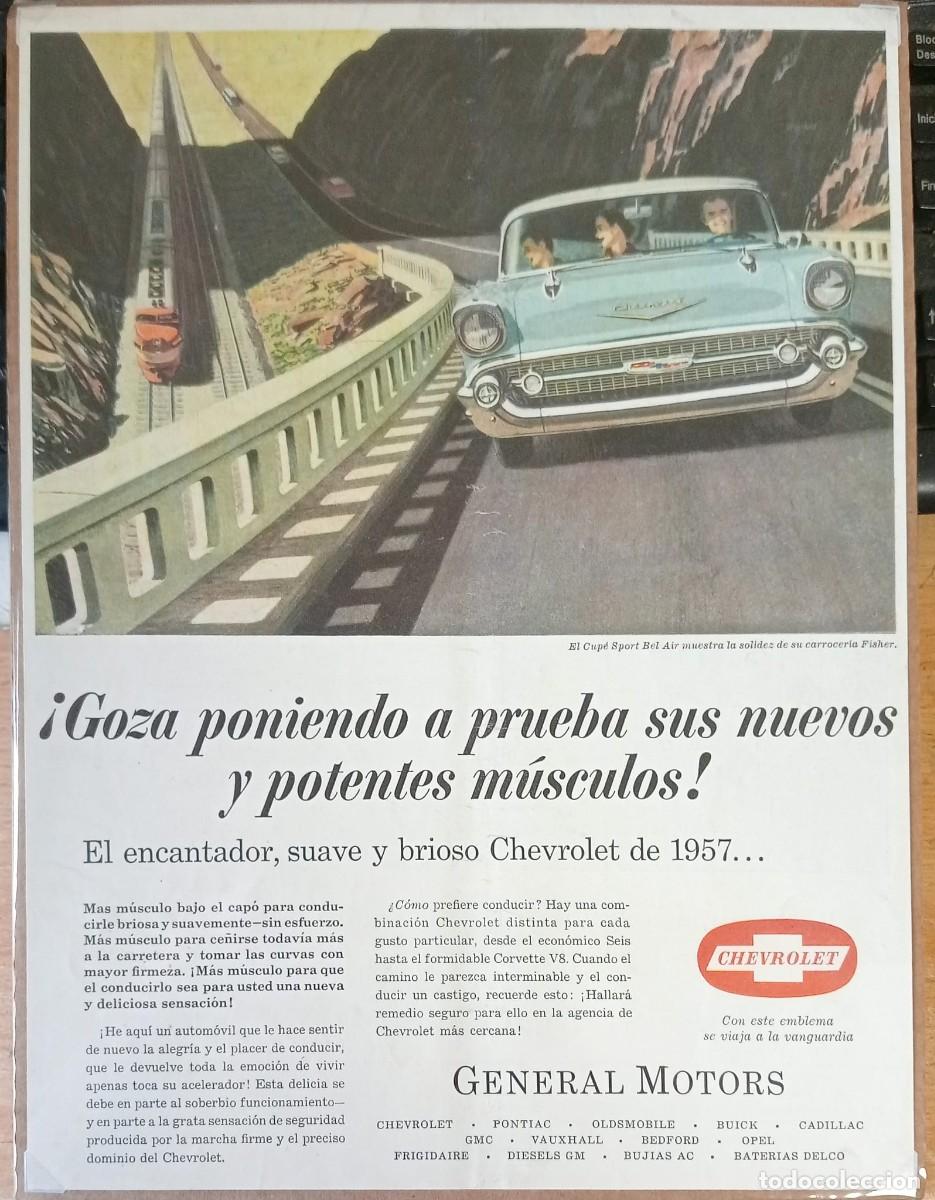 Coleccionismo de carteles: AUTOMOVILES CHEVROLET - PUBLICIDAD ORIGINAL, 1957 / 32,5 x 24,5 Cm. - LIFE EN ESPA&Ntilde;OL
