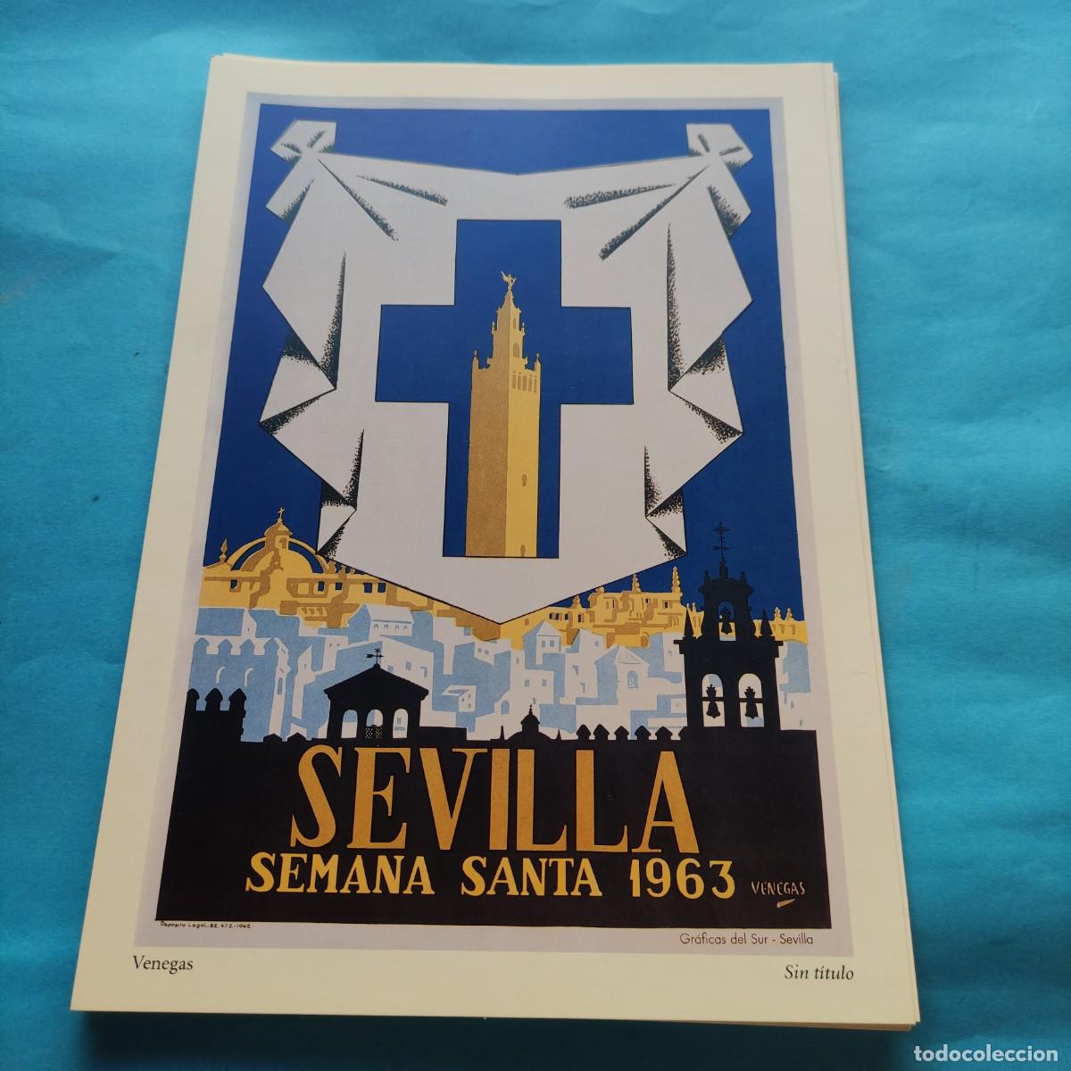 Coleccionismo de carteles: L&Aacute;MINA SEMANA SANTA DE SEVILLA. A&Ntilde;O 1963. REPRODUCCI&Oacute;N CARTELES SIGLO XX. 33X23CM
