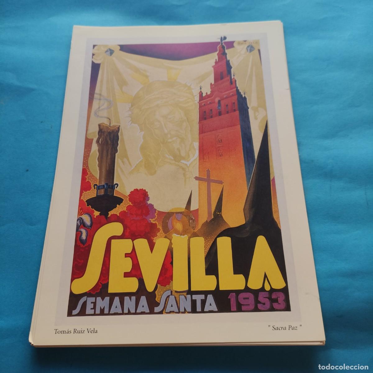 Coleccionismo de carteles: L&Aacute;MINA SEMANA SANTA DE SEVILLA. A&Ntilde;O 1953. REPRODUCCI&Oacute;N CARTELES SIGLO XX. 33X23CM