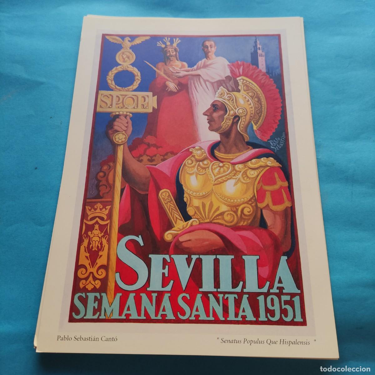 Coleccionismo de carteles: L&Aacute;MINA SEMANA SANTA DE SEVILLA. A&Ntilde;O 1951. REPRODUCCI&Oacute;N CARTELES SIGLO XX. 33X23CM