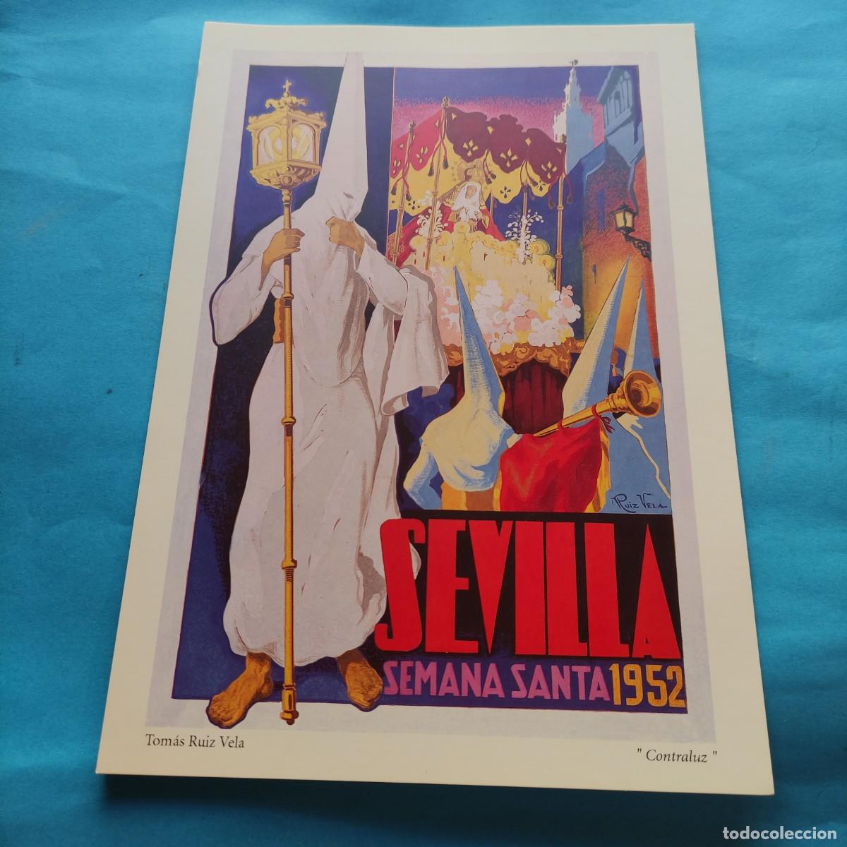 Coleccionismo de carteles: L&Aacute;MINA SEMANA SANTA DE SEVILLA. A&Ntilde;O 1952. REPRODUCCI&Oacute;N CARTELES SIGLO XX. 33X23CM
