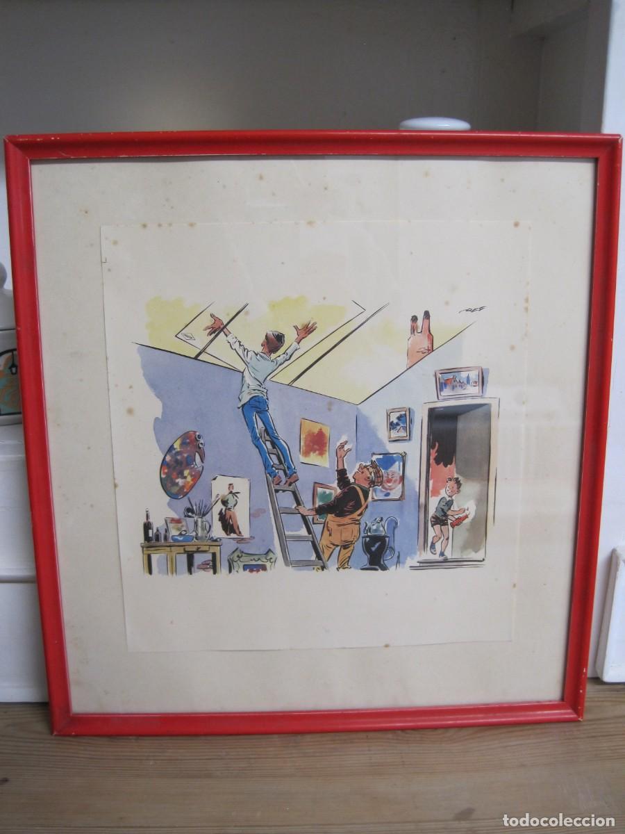 Coleccionismo de carteles: CUADRO PUBLICITARIO DE VIDRIOS VILLOSA - LLODIO - CRISTALES - DIBUJO HUMOR&Iacute;STICO - A&Ntilde;OS 60