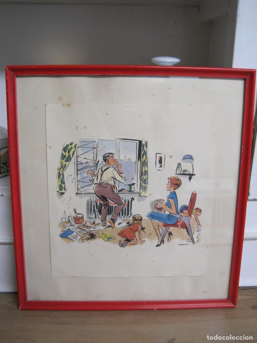 Coleccionismo de carteles: CUADRO PUBLICITARIO DE VIDRIOS VILLOSA - LLODIO - CRISTALES - DIBUJO HUMOR&Iacute;STICO - A&Ntilde;OS 60