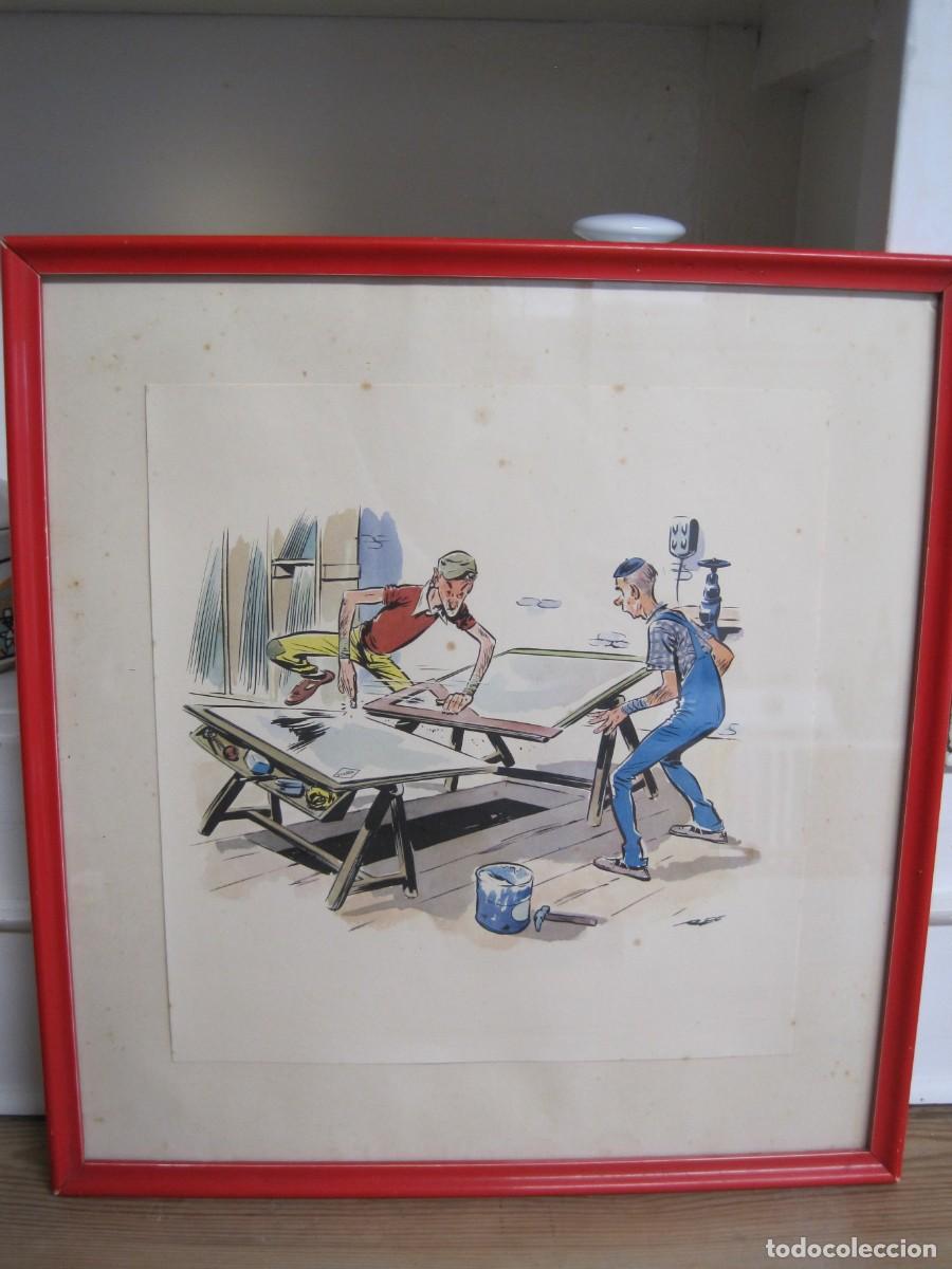 Coleccionismo de carteles: CUADRO PUBLICITARIO DE VIDRIOS VILLOSA - LLODIO - CRISTALES - DIBUJO HUMOR&Iacute;STICO - A&Ntilde;OS 60