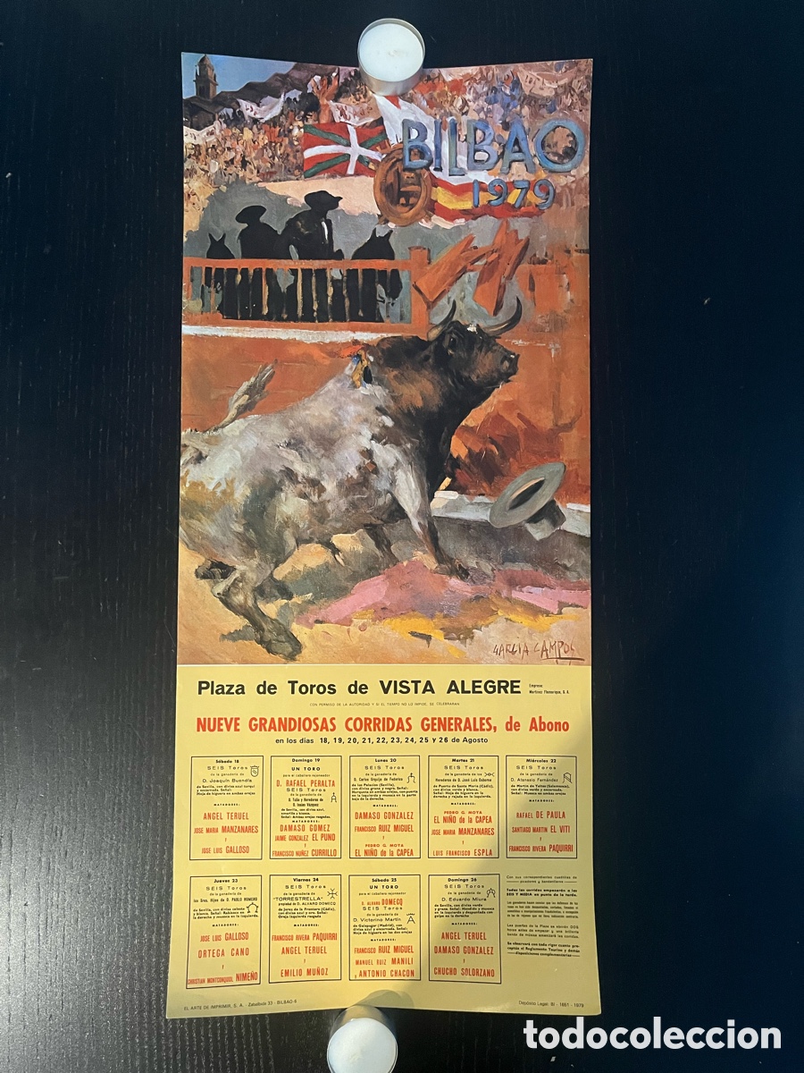 Coleccionismo de carteles: Cartel, plaza de toros de Vistalegre Bilbao, 1978