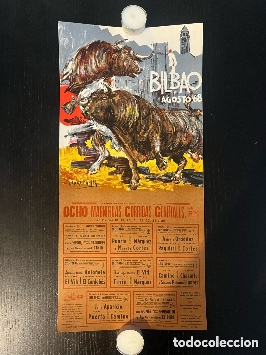 Coleccionismo de carteles: Cartel plaza de toros de Vista Alegre Bilbao 1968