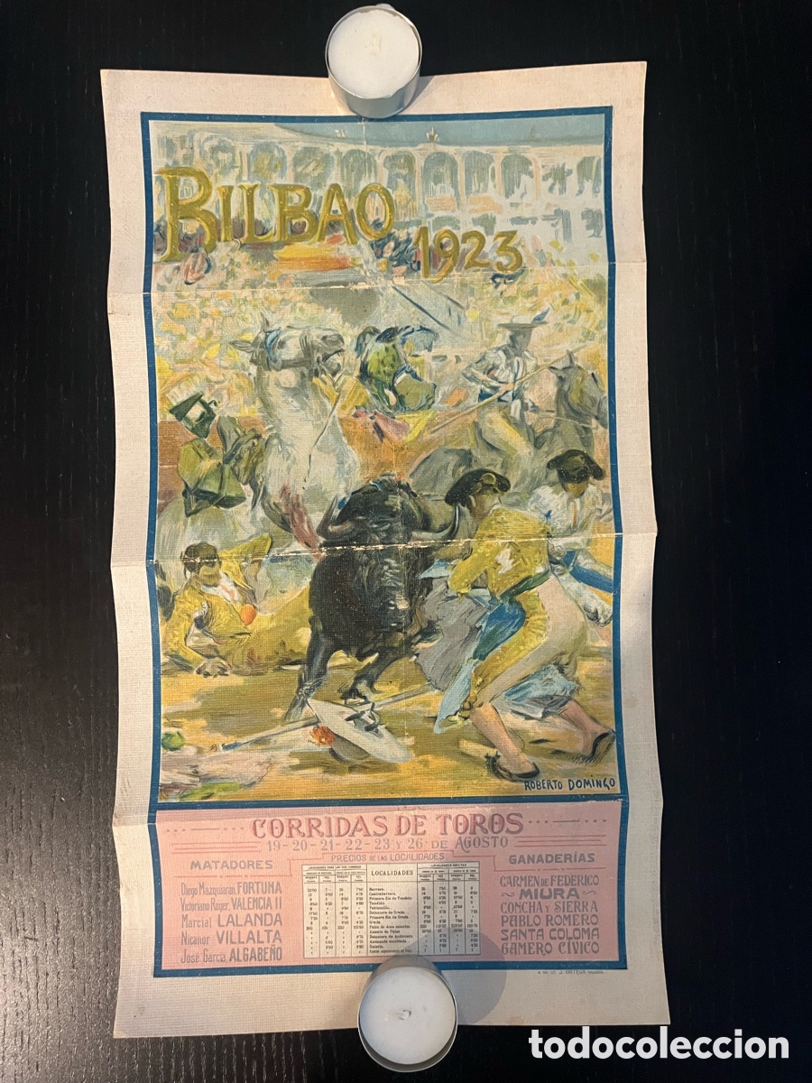 Coleccionismo de carteles: Cartel plaza de toros de Vista Alegre Bilbao 1923
