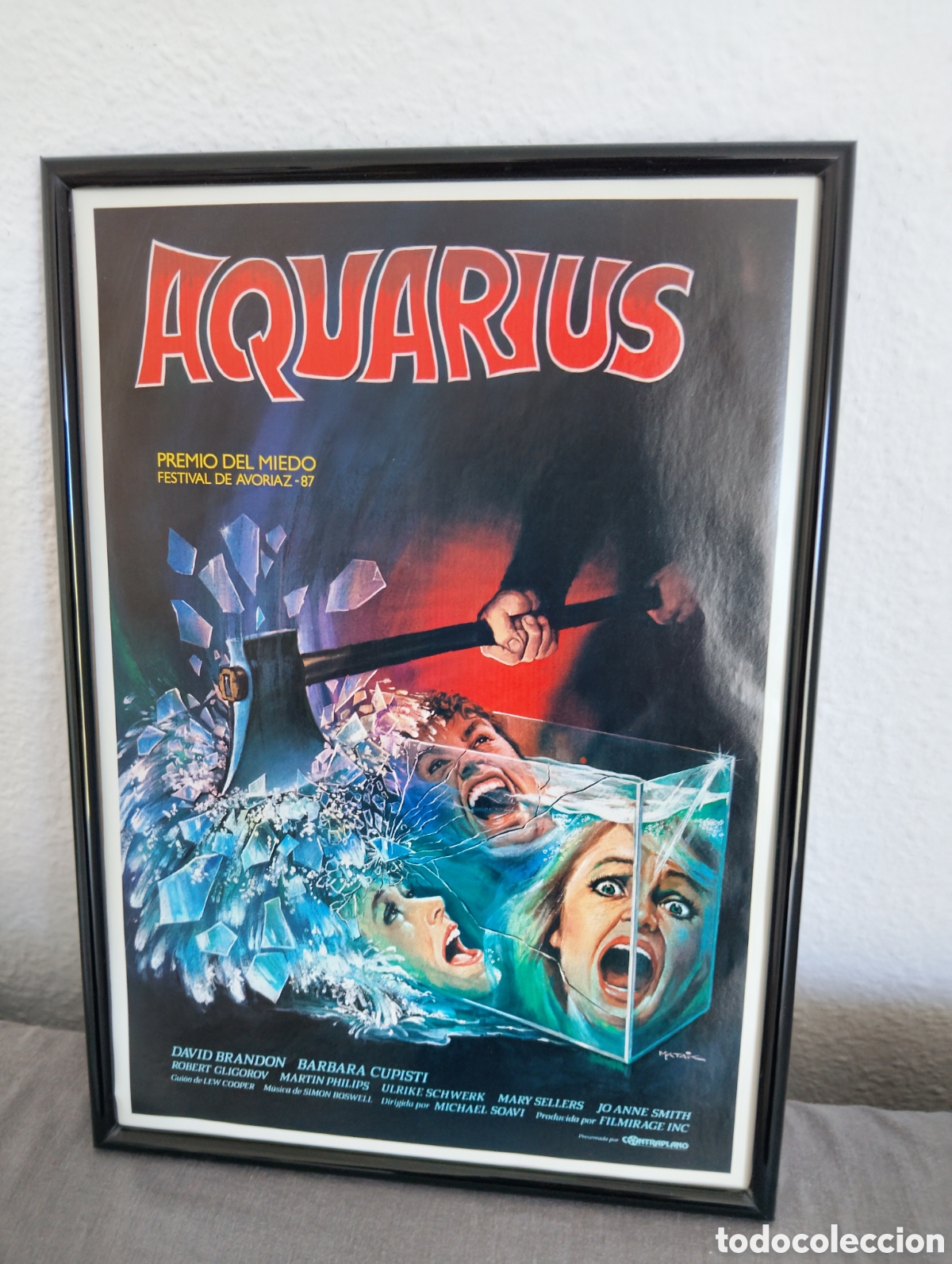 Coleccionismo de carteles: Aquarius cuadro publicidad cine a&ntilde;os 80 pel&iacute;cula vintage