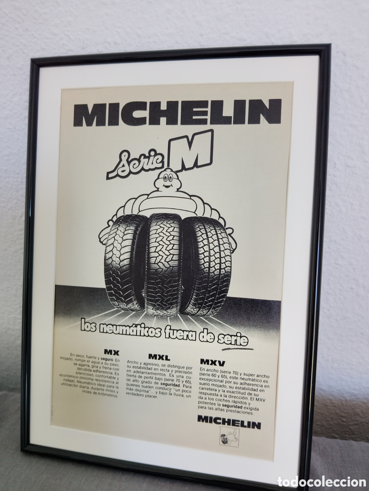 Coleccionismo de carteles: Michelin serie M cuadro publicidad vintage a&ntilde;os 80 neum&aacute;ticos motor