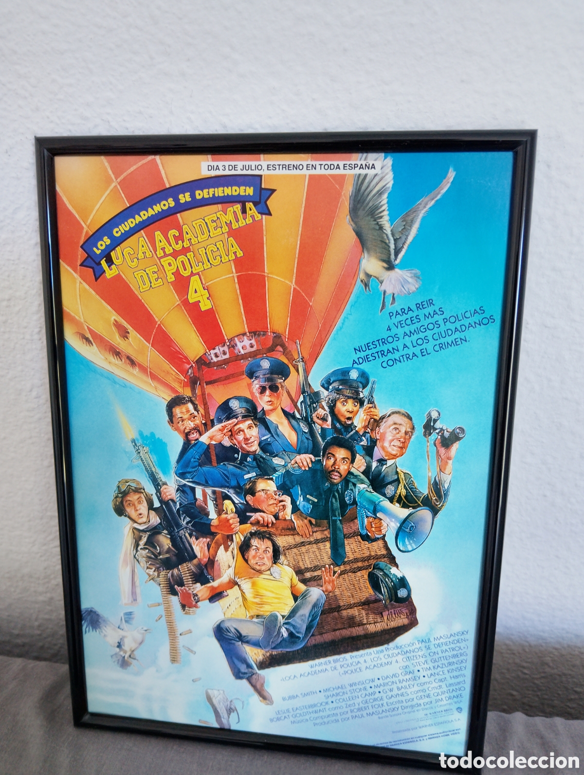 Coleccionismo de carteles: Loca academia de polic&iacute;a 4 cuadro publicidad cine a&ntilde;os 80