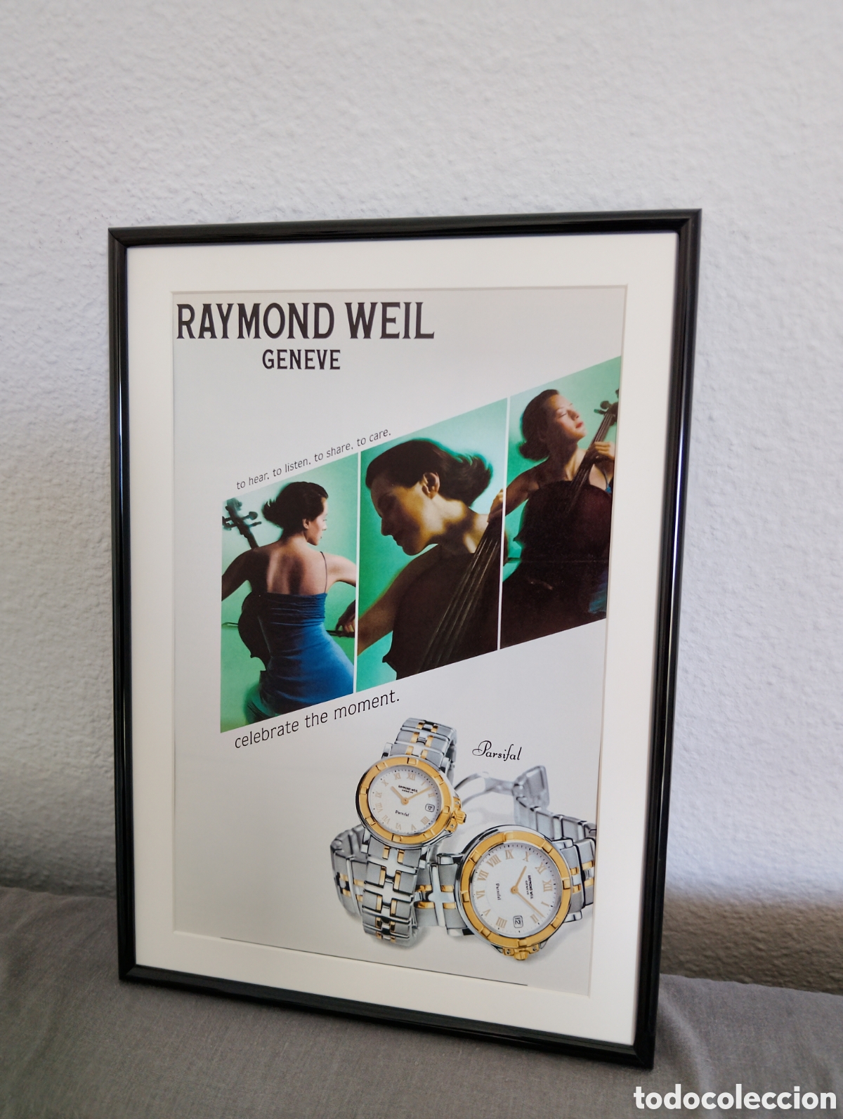 Coleccionismo de carteles: Raymond Weil cuadro publicidad vintage a&ntilde;os 90 reloj