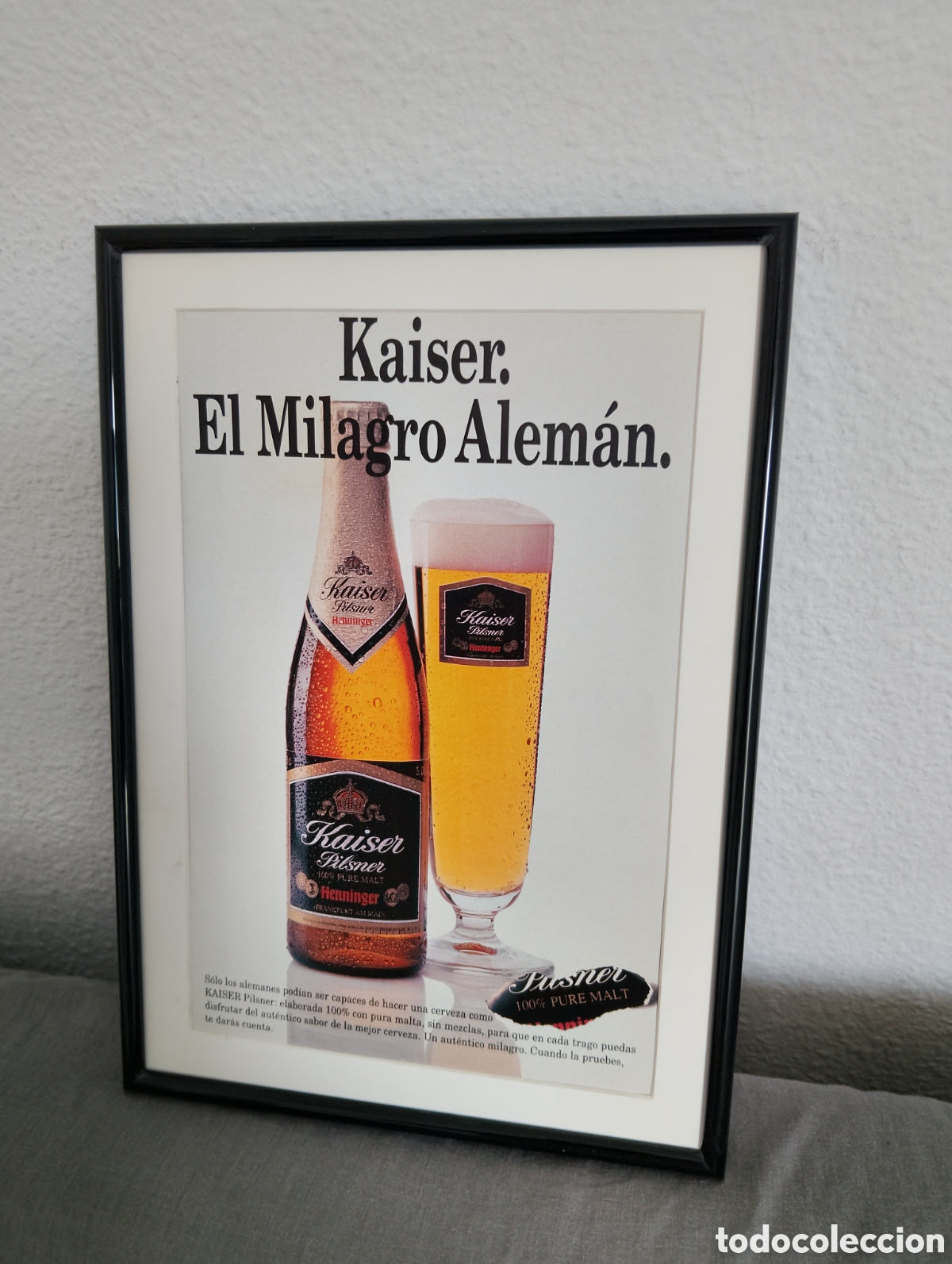 Coleccionismo de carteles: Kaiser cerveza cuadro publicidad vintage a&ntilde;os 80 bar