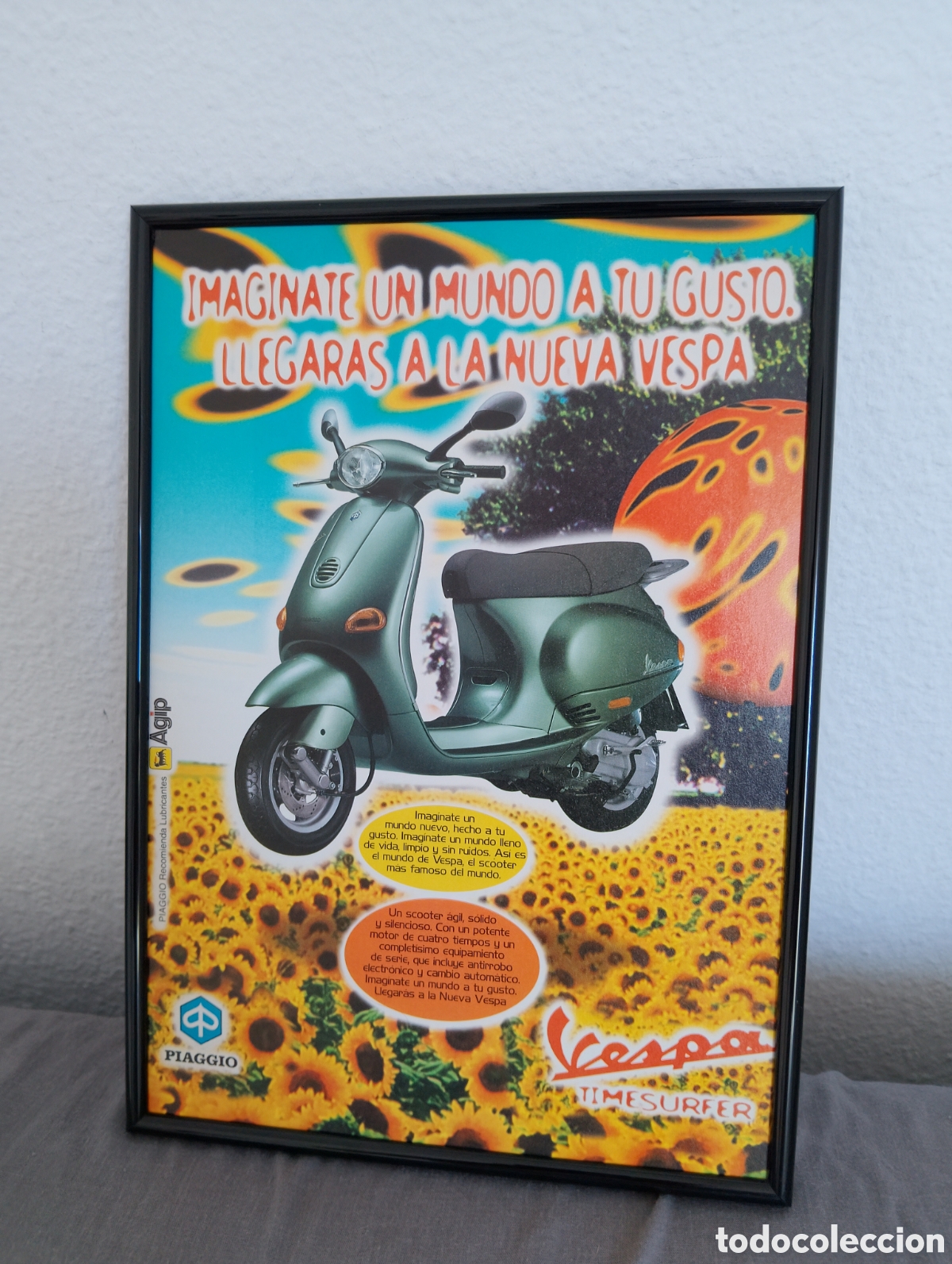 Coleccionismo de carteles: Piaggio Vespa Scooter cuadro publicidad vintage a&ntilde;os 90