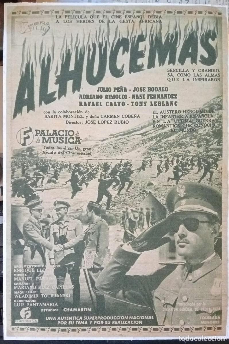 Coleccionismo de carteles: ALHUCEMAS, 1948 - DIR. JOSE LOPEZ RUBIO - PUBLICIDAD CINE ORIGINAL / 33 x 22 Cm. - PRIMER PLANO