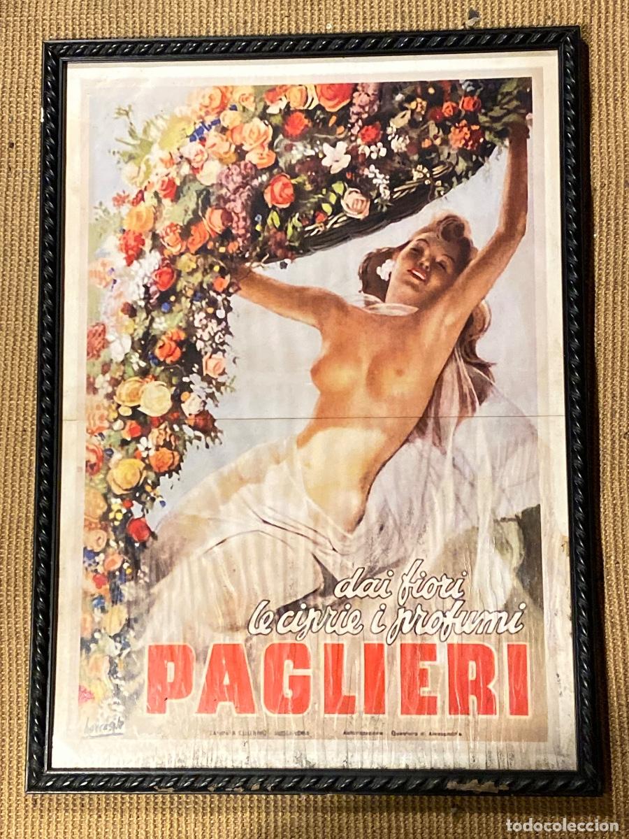 Coleccionismo de carteles: CARTEL DAI FIORI LE CIPRIE I PROFUMI perfumes Paglieri Gino Bocasile 1950 MARCO DE MADERA 47 X 63 CM