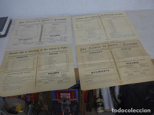 Coleccionismo de carteles: Lote 4 antiguos carteles distintos de Montepio de San antonio Padua, Cardedeu, 1914 a 1928