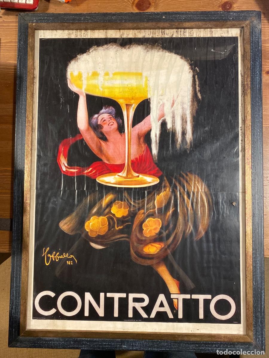 Coleccionismo de carteles: CARTEL VINO CONTRATTO LEONETTO CAPPIELLO 1922 MARCO DE MADERA 47X64CM