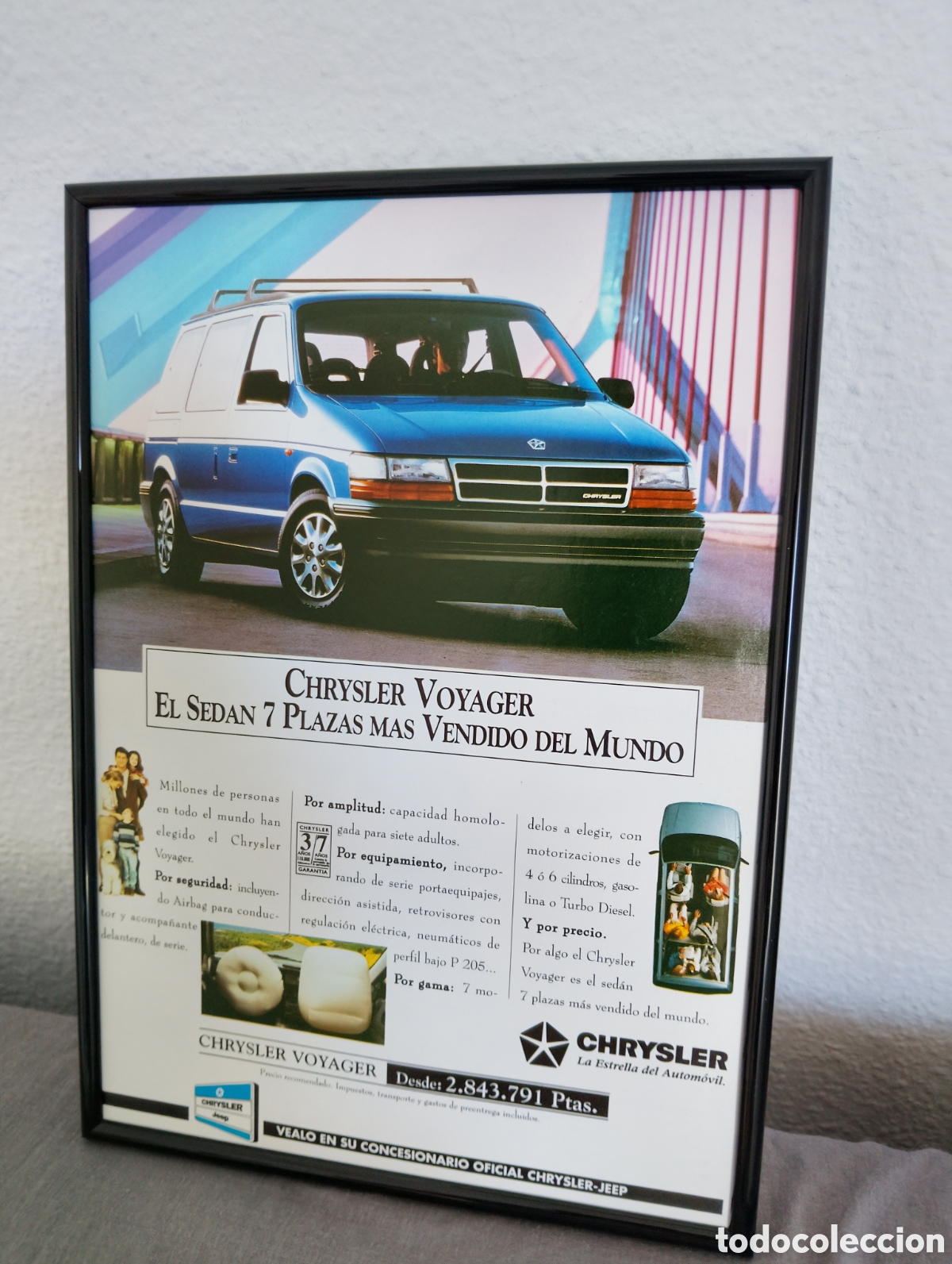 Coleccionismo de carteles: Chrysler Voyager a&ntilde;os 90 cuadro publicidad retro coches