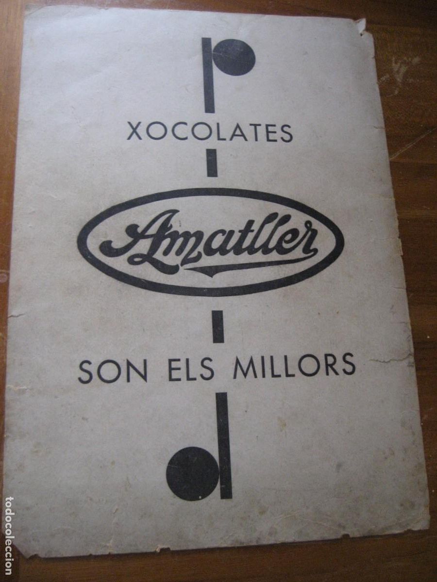 Coleccionismo de carteles: publicidad xocolates Amatller . antigua hoja revista . en cart&oacute;n cartel en trasera Calisay
