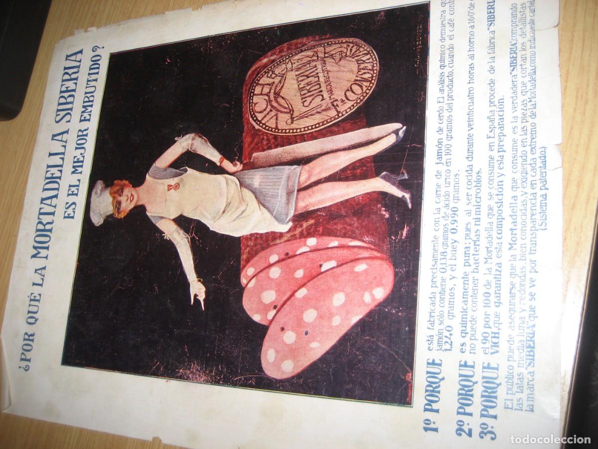 Coleccionismo de carteles: antigua publicidad Mortadela Siberia de Vic . Embutido . Hoja revista a&ntilde;os 20