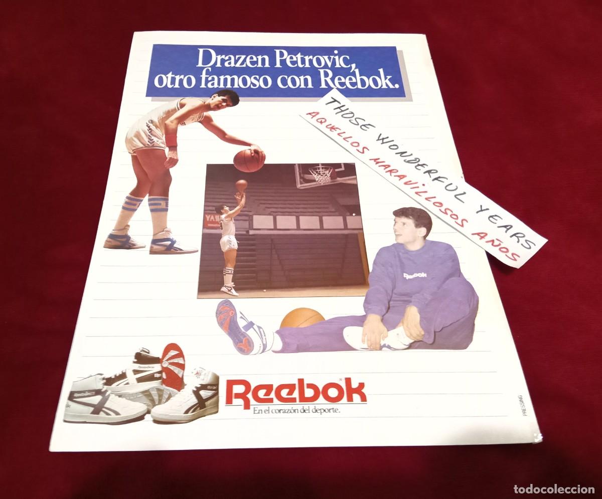Coleccionismo de carteles: ANUNCIO PUBLICIDAD REVISTA ZAPATILLAS REEBOK DRAZEN PETROVIC TIRO LIBRE 1988 1989 REAL MADRID BASKET