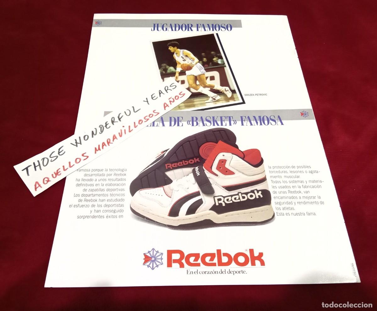 Coleccionismo de carteles: ANUNCIO PUBLICIDAD REVISTA ZAPATILLAS REEBOK DRAZEN PETROVIC HIGH TOP 1988 1989 REAL MADRID BASKET