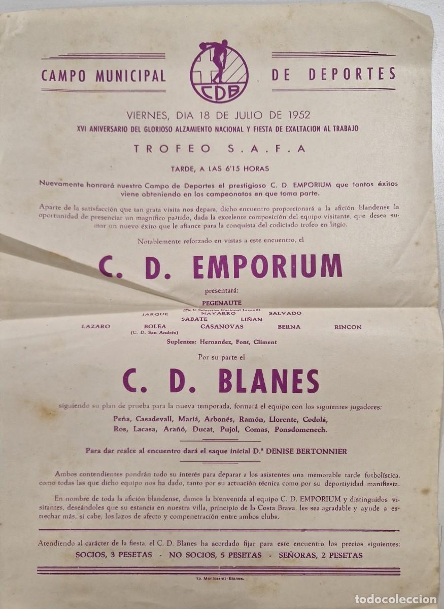 Coleccionismo de carteles: Campo municipal de deportes, 1952, partido de f&uacute;tbol.