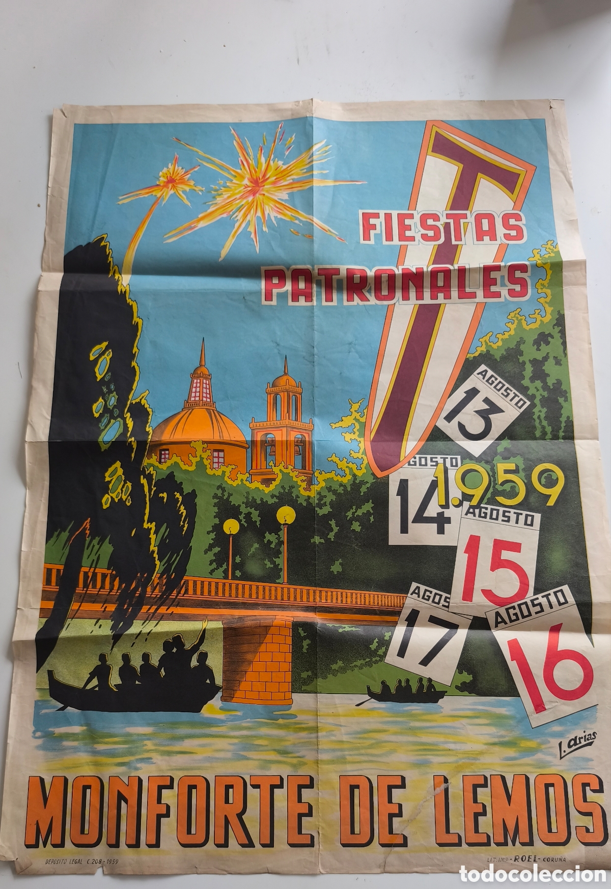 Coleccionismo de carteles: cartel original de las Fiestas Patronales de Monforte de Lemos de 1959