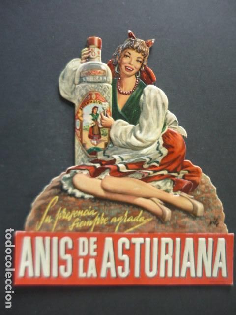 Collectionnisme d'affiches: ANIS DE LA ASTURIANA DISPLAY ANTIGUA CARTEL TROQUELADO ORIGINAL PUBLICITARIO 28 X 24 CM