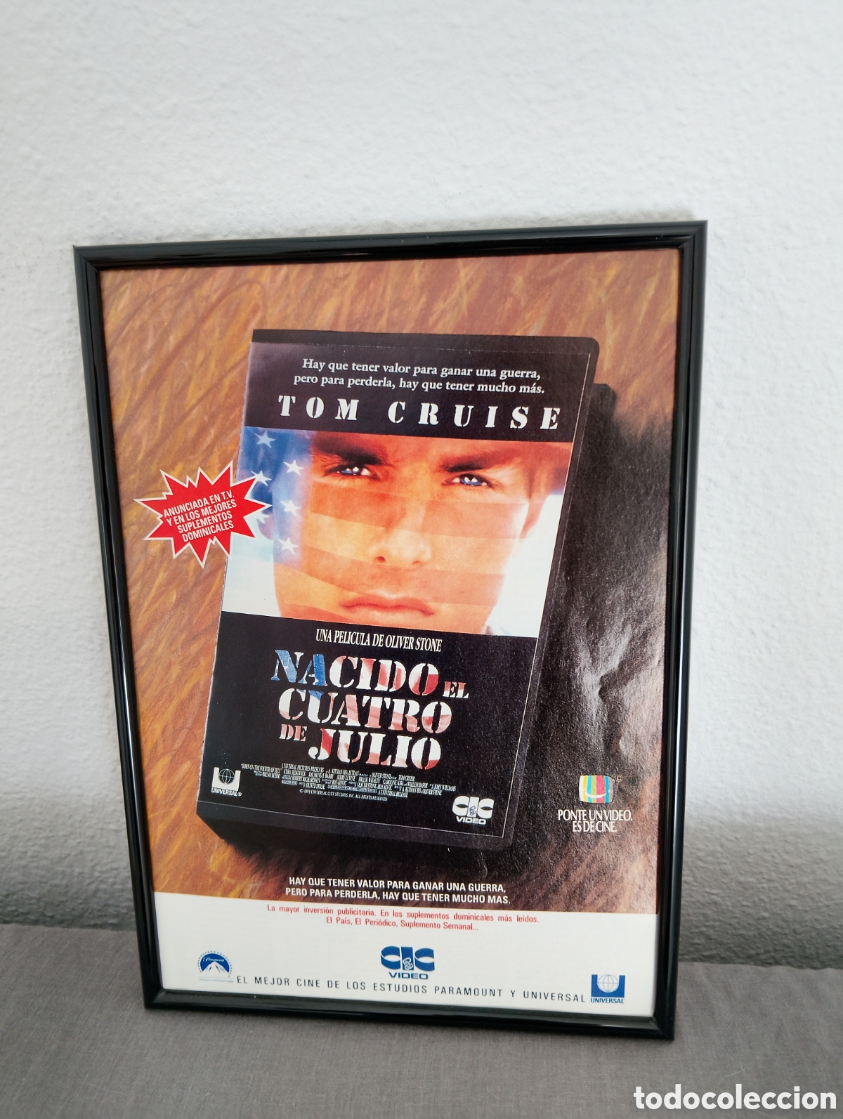 Coleccionismo de carteles: Nacido el cuatro de Julio Tom Cruise cuadro publicidad cine a&ntilde;os 90