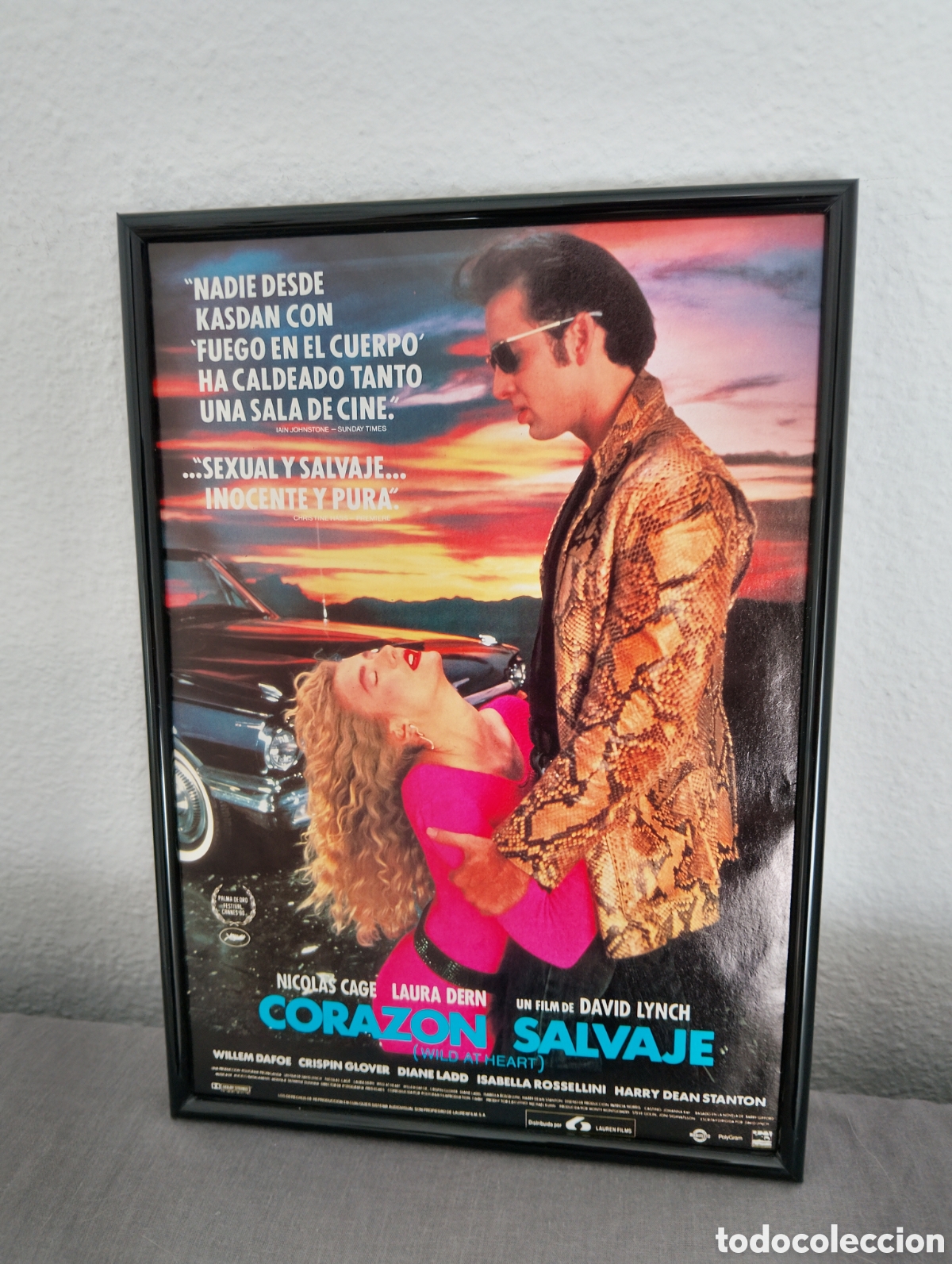 Coleccionismo de carteles: Coraz&oacute;n Salvaje Nicol&aacute;s Cage cuadro publicidad cine 1990