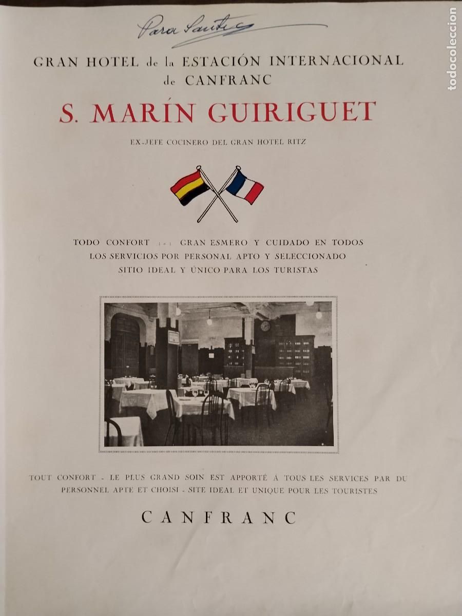 Coleccionismo de carteles: GRAN HOTEL DE LA ESTACION INTERNACIONAL CANFRANC S.MARIN GUIRIGUET RITZ HOJA REVISTA 1931-1932