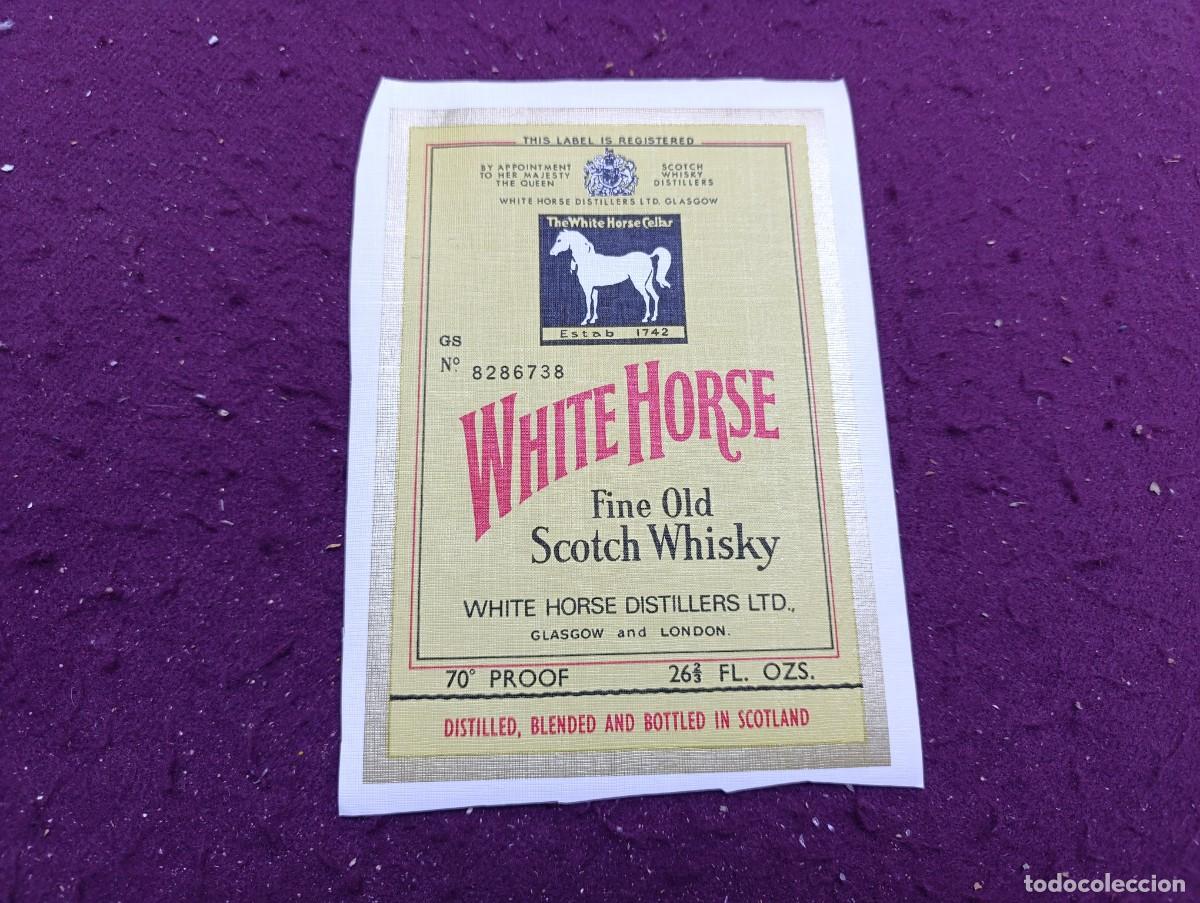 Coleccionismo de carteles: Curiosa Publicidad de Bebida, White Horse, en papel rugoso a identificar.